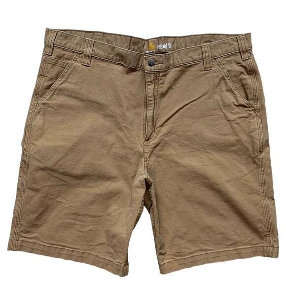 CARHARTT Carpenter Shorts Men’s 42 Relaxed Fit Tan Cotton Canvas 10” - Picture 1 of 7